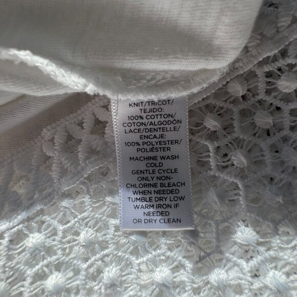 LOFT cotton T with finely crocheted yoke and sleeves - size S - Picture 7 of 7